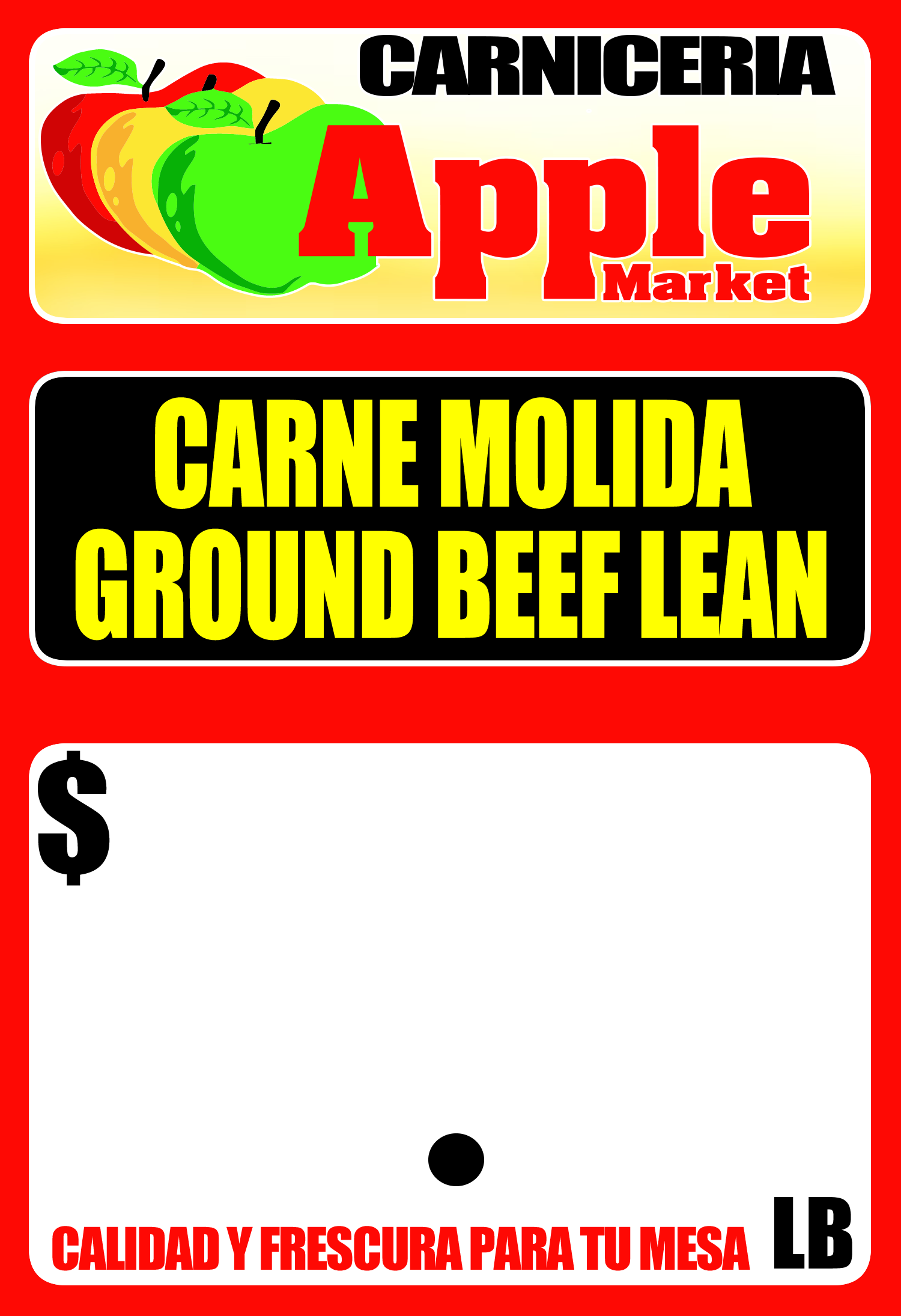 Tarjeta de precio 5×7