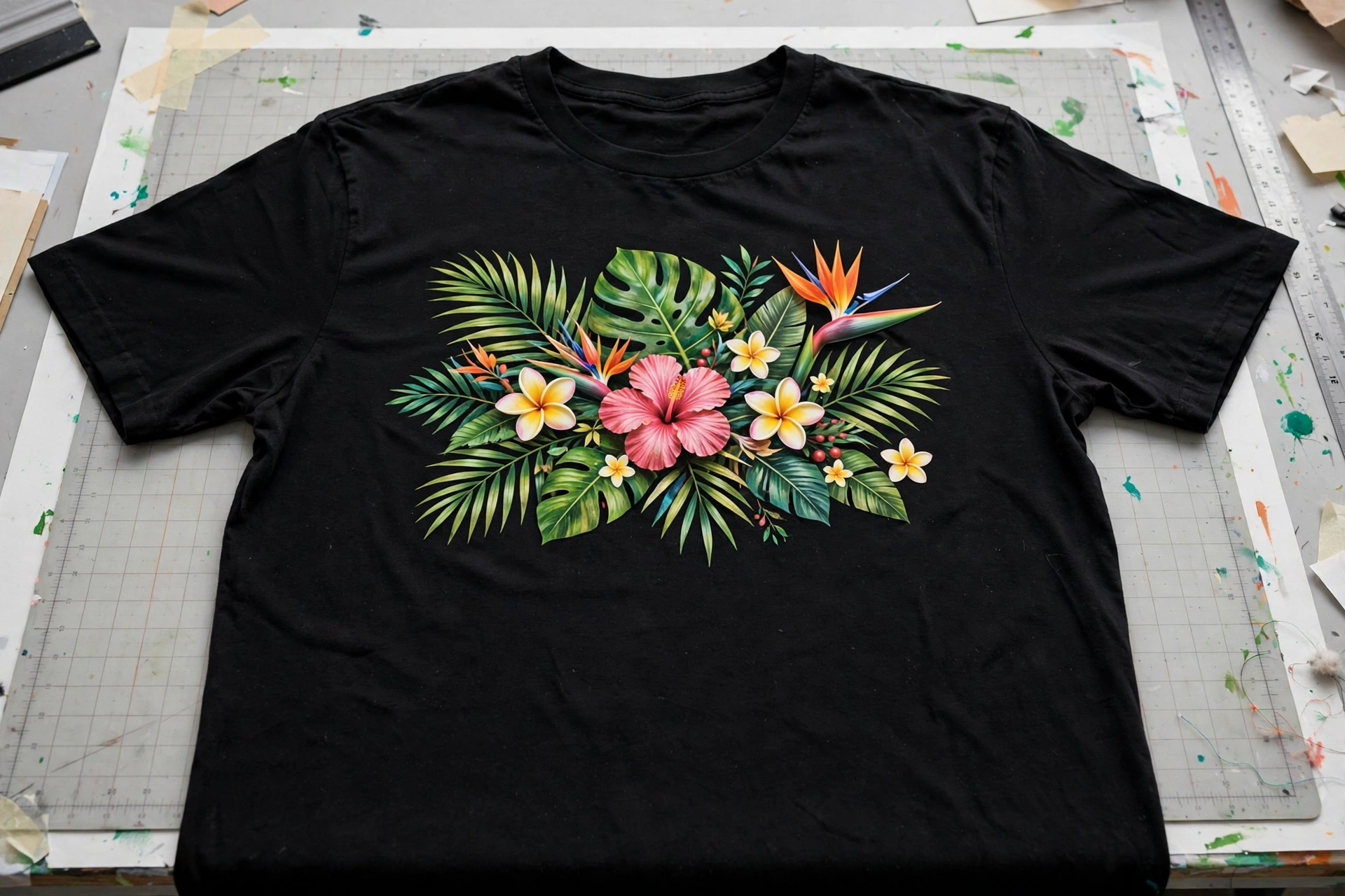 Camiseta con estampado tropical