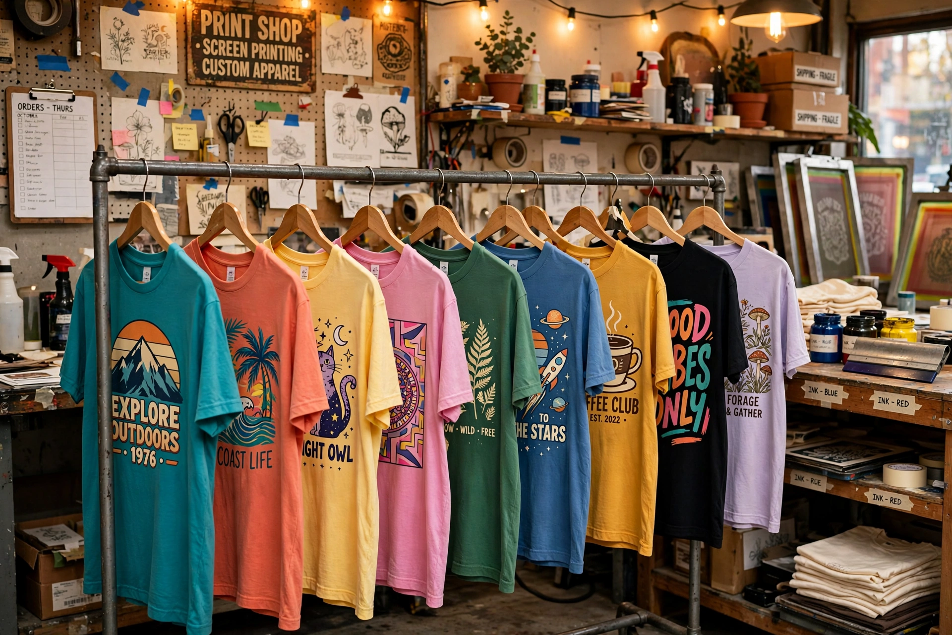 Camisetas estampadas en el taller
